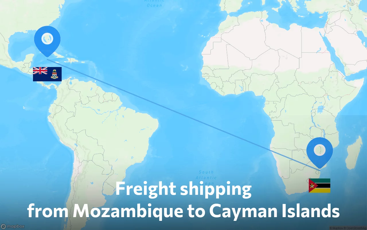 Shipping route from Mozambique to Cayman Islands