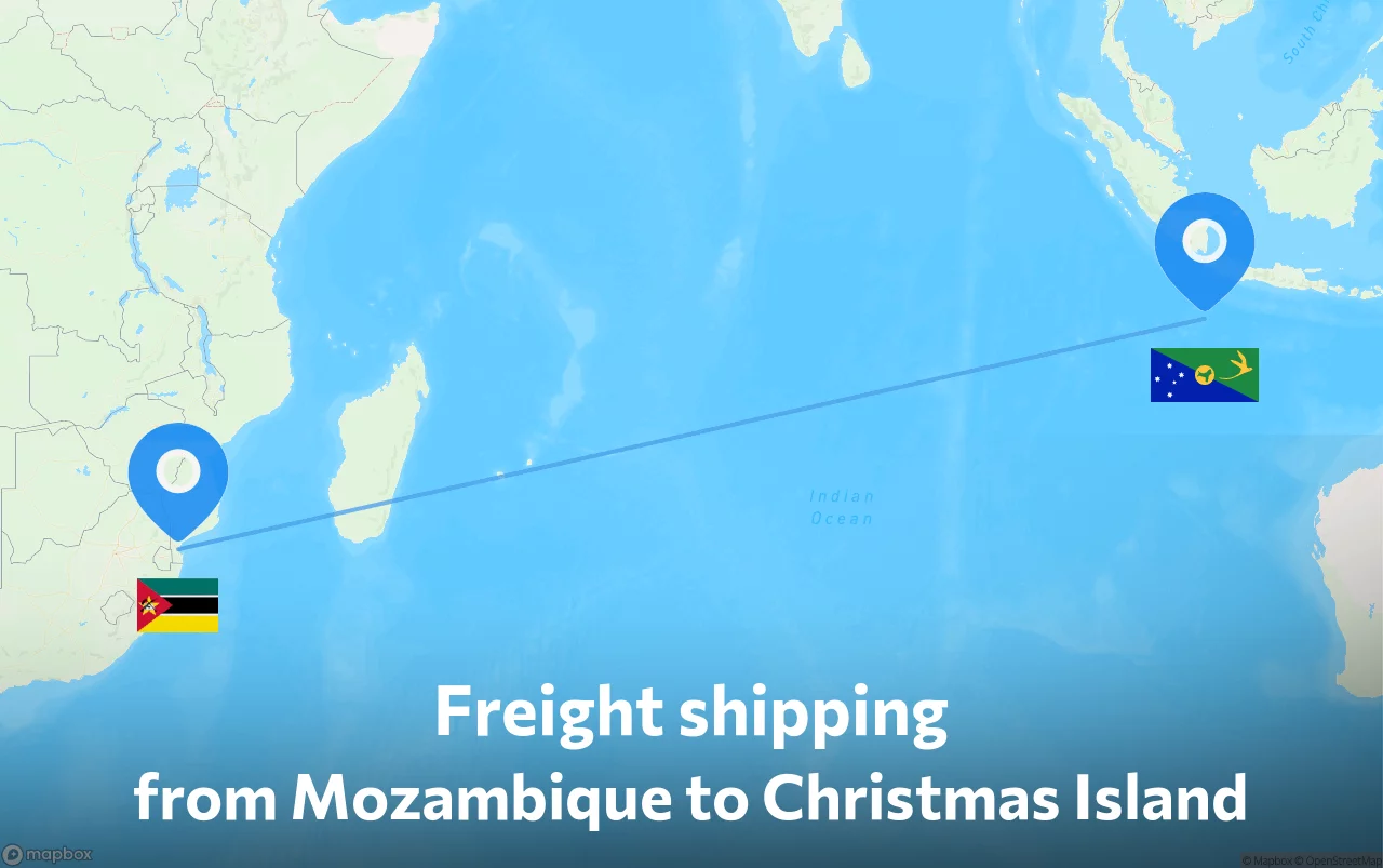Shipping route from Mozambique to Christmas Island