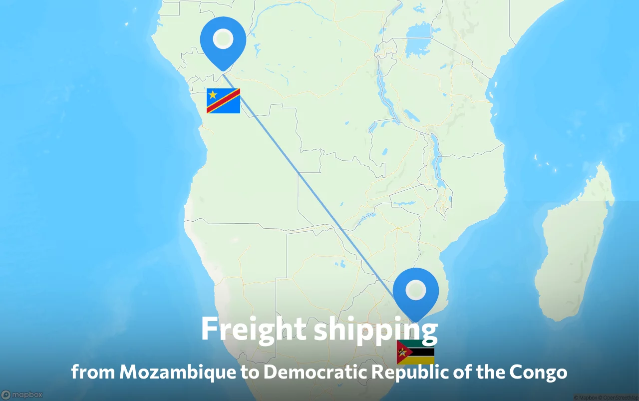 Shipping route from Mozambique to Democratic Republic of the Congo