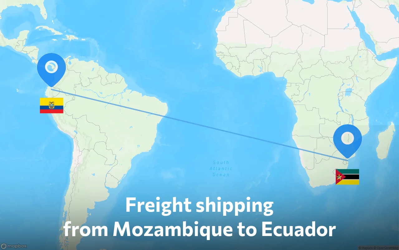 Shipping route from Mozambique to Ecuador