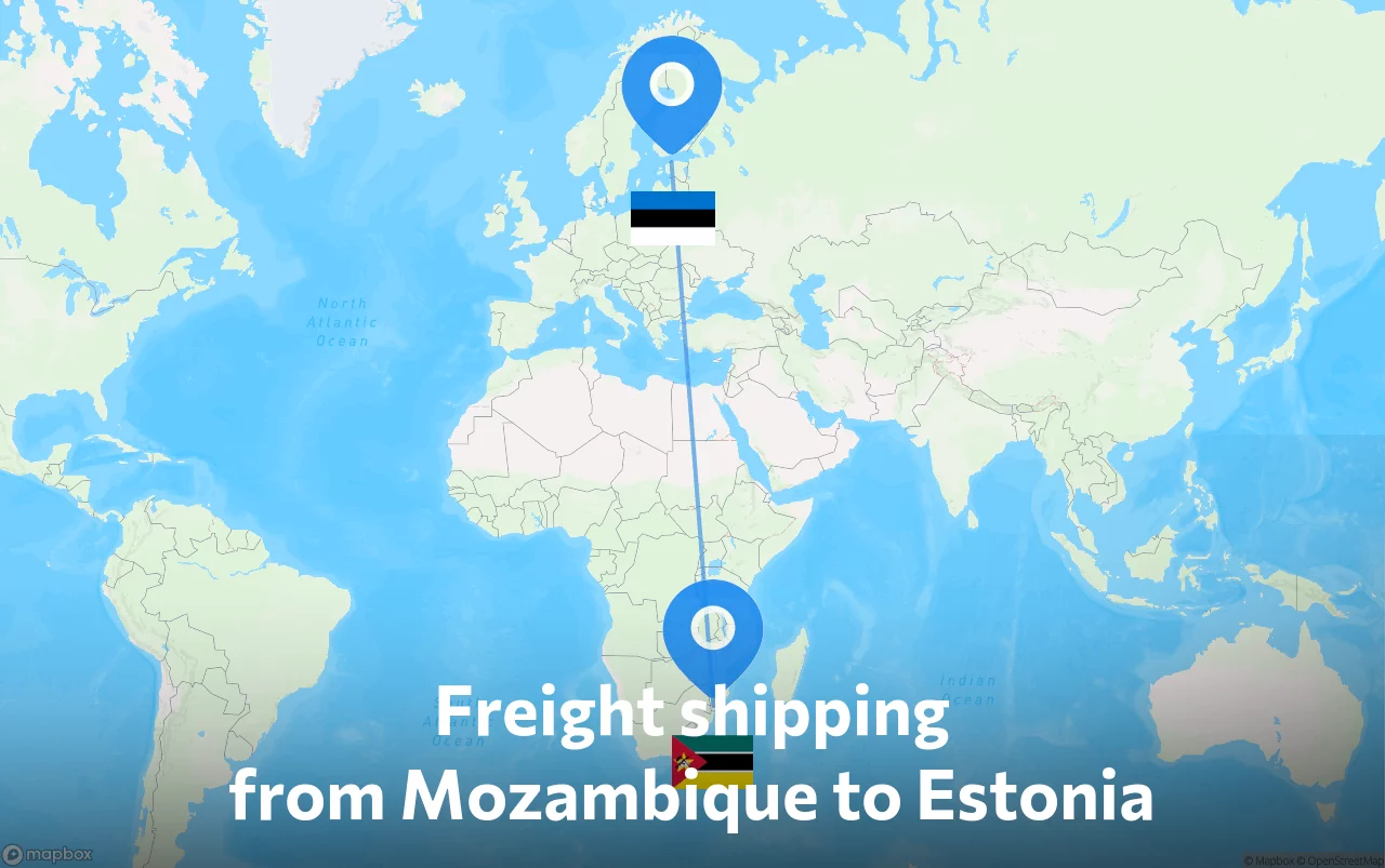 Shipping route from Mozambique to Estonia