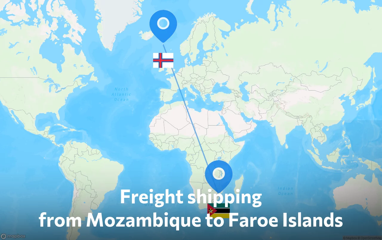 Shipping route from Mozambique to Faroe Islands