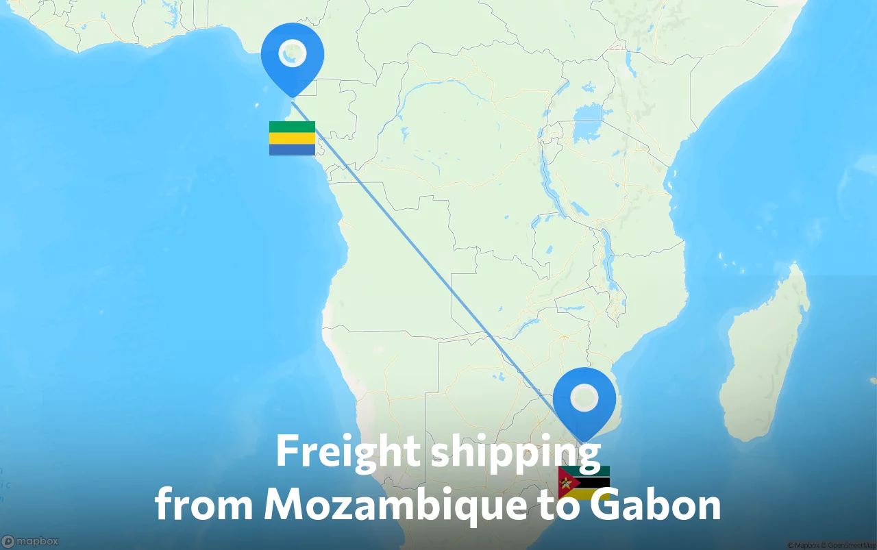 Shipping route from Mozambique to Gabon