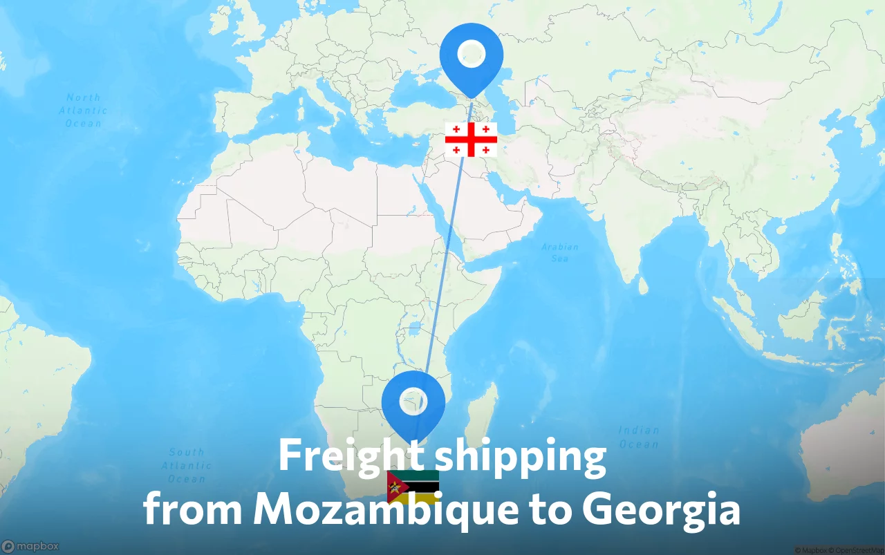 Shipping route from Mozambique to Georgia