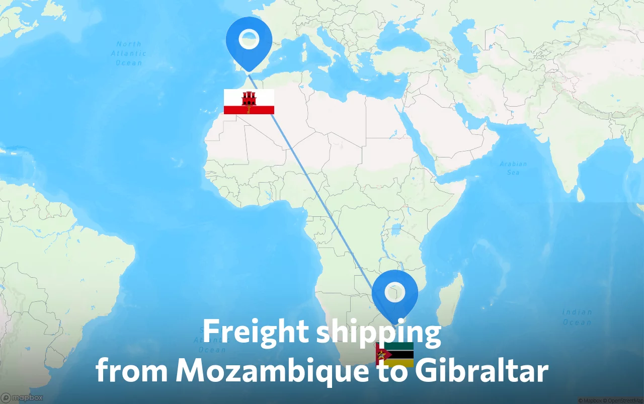 Shipping route from Mozambique to Gibraltar