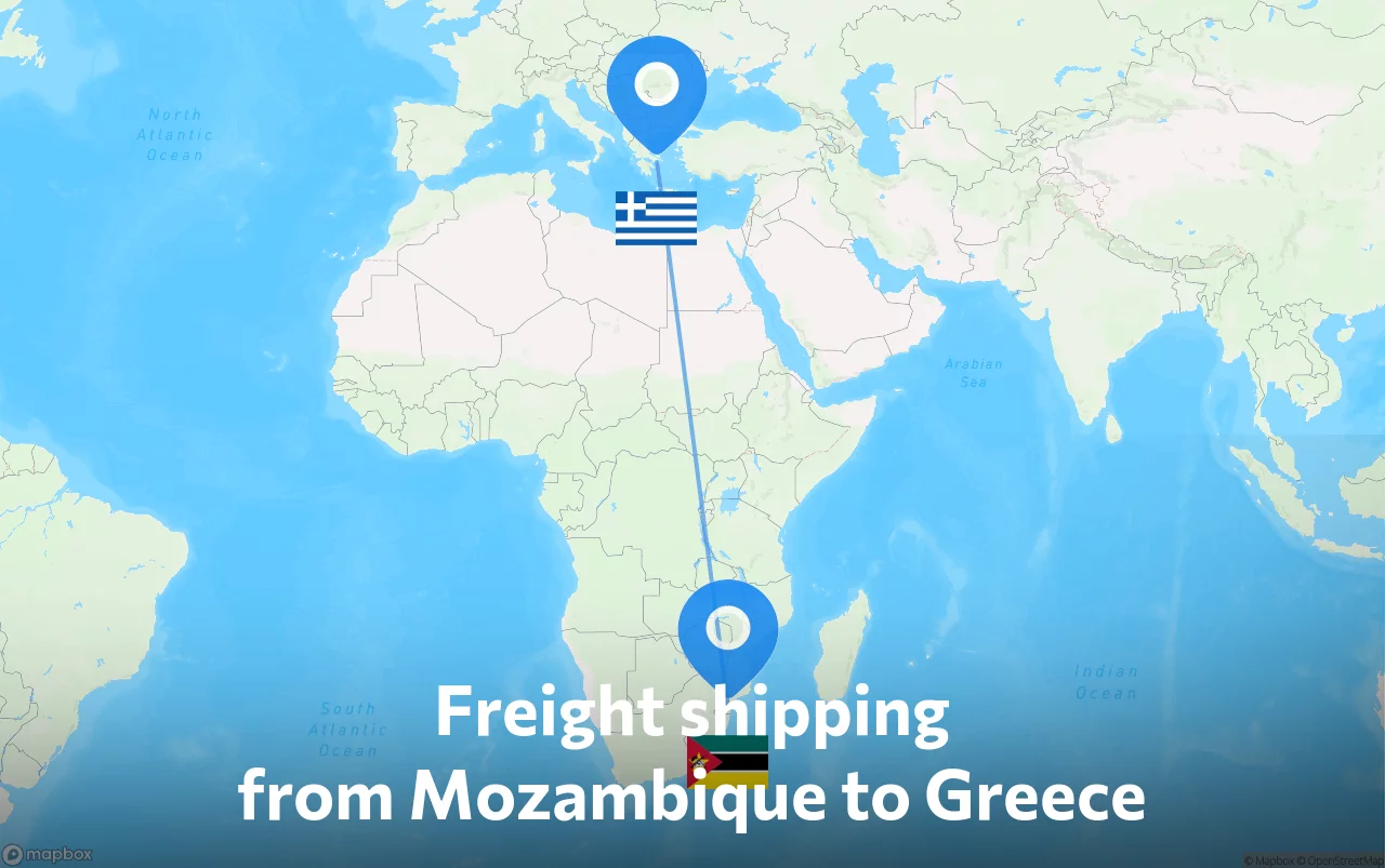 Shipping route from Mozambique to Greece