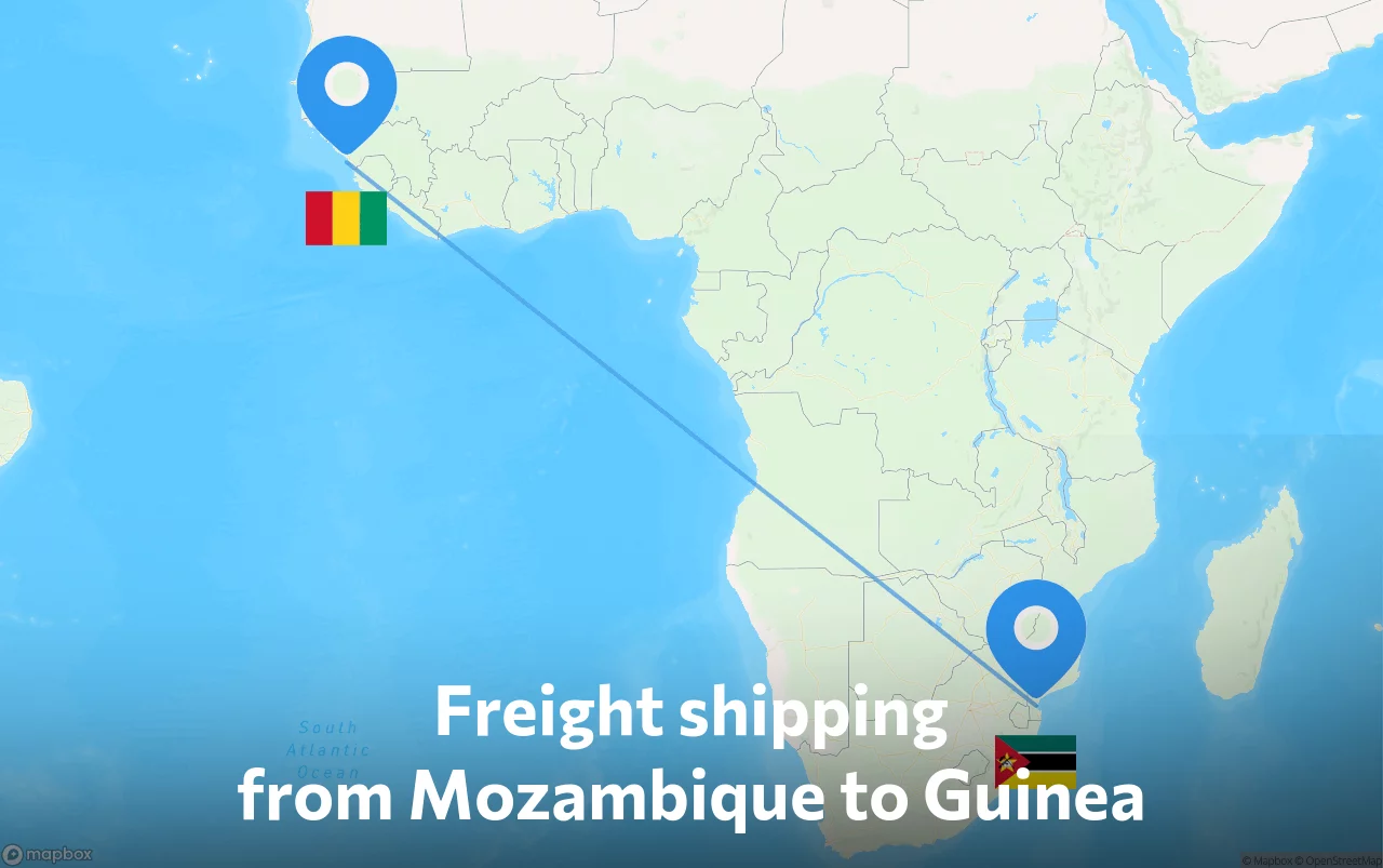 Shipping route from Mozambique to Guinea