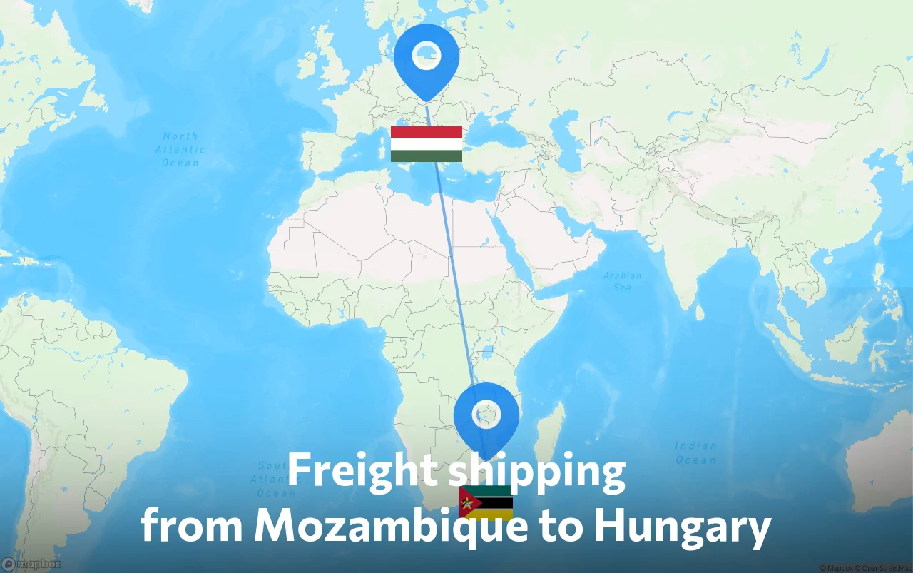 Shipping route from Mozambique to Hungary