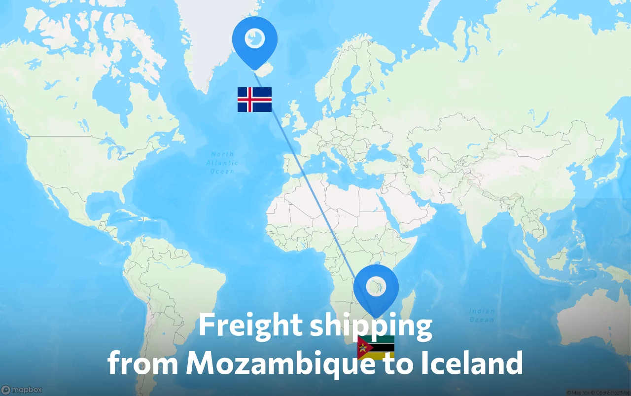 Shipping route from Mozambique to Iceland