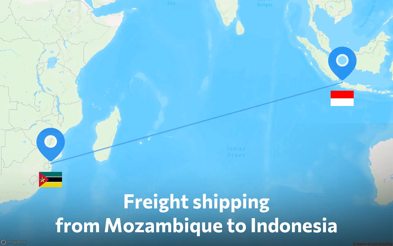 Shipping route from Mozambique to Indonesia