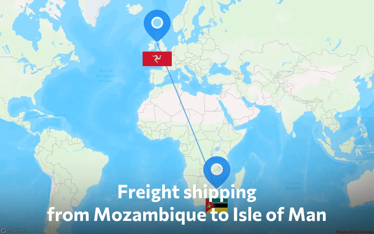 Shipping route from Mozambique to Isle of Man