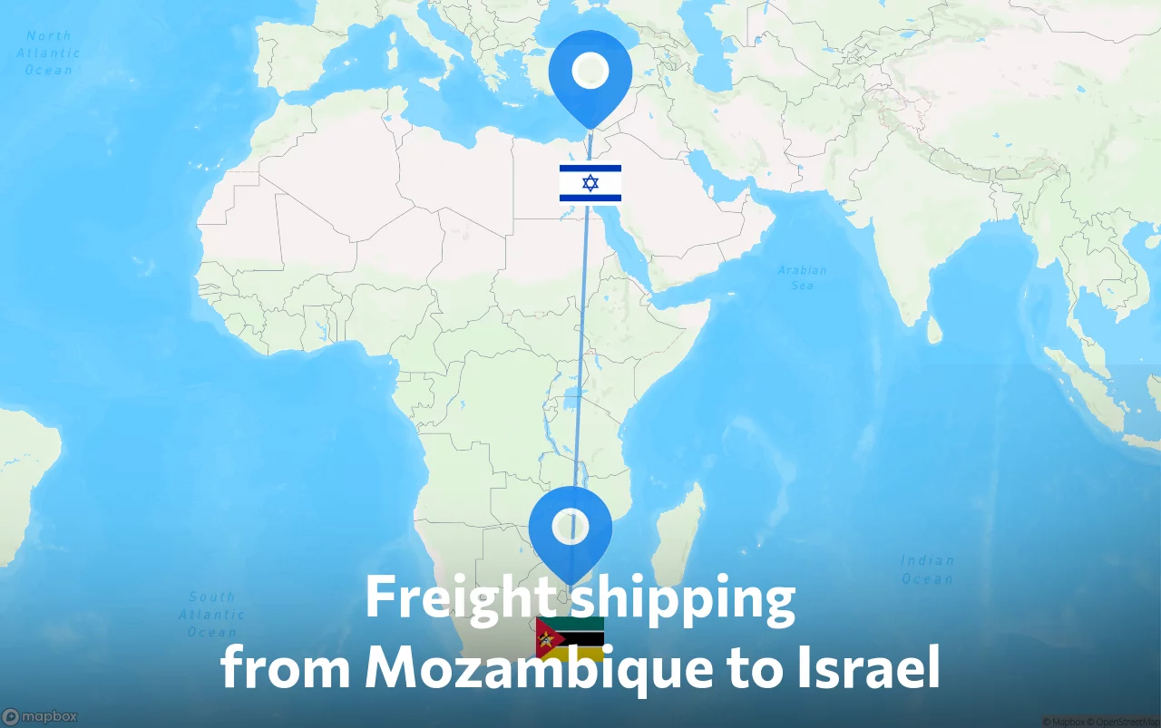 Shipping route from Mozambique to Israel