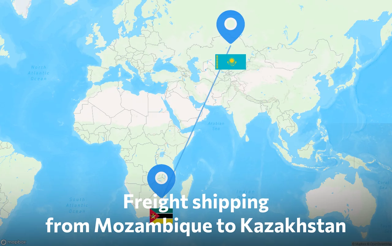 Shipping route from Mozambique to Kazakhstan