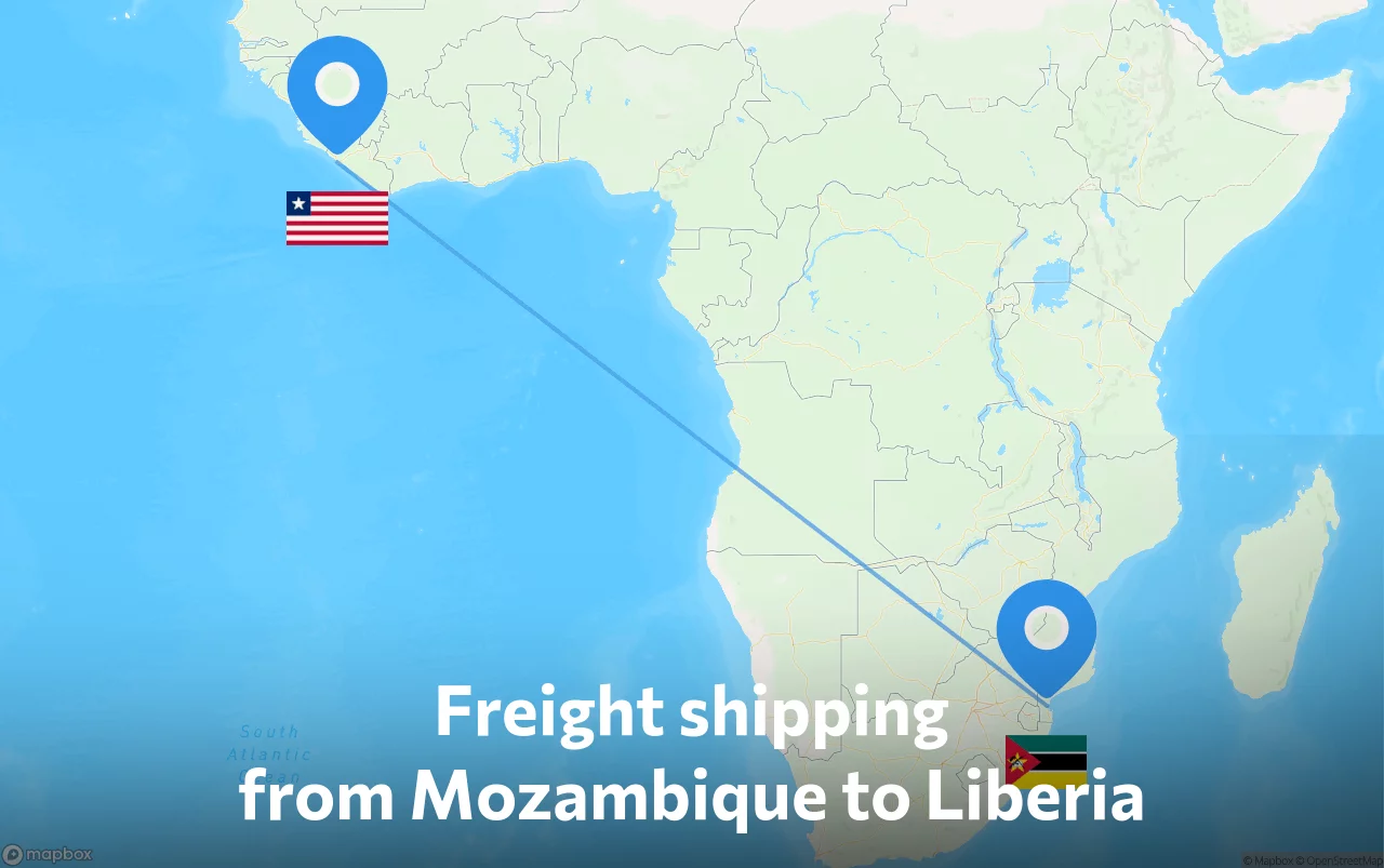 Shipping route from Mozambique to Liberia