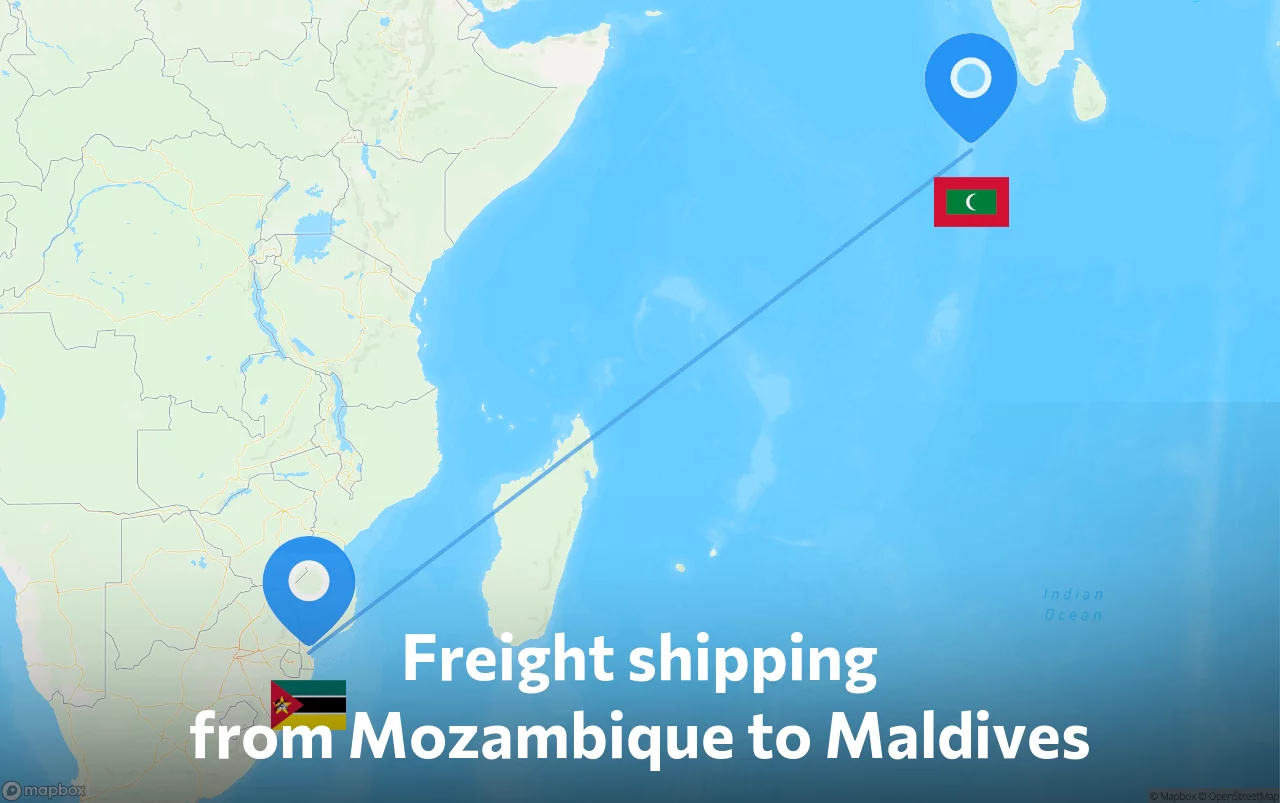 Shipping route from Mozambique to Maldives