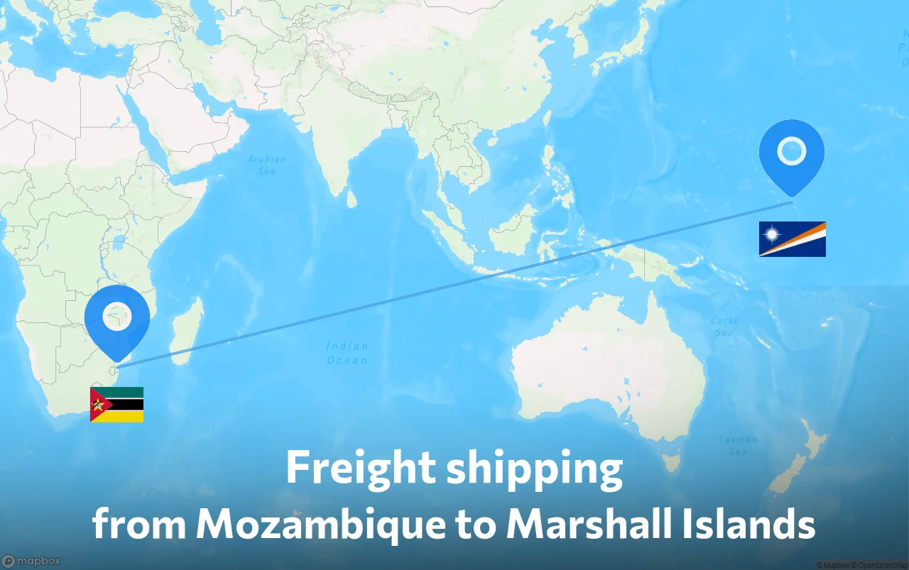 Shipping route from Mozambique to Marshall Islands