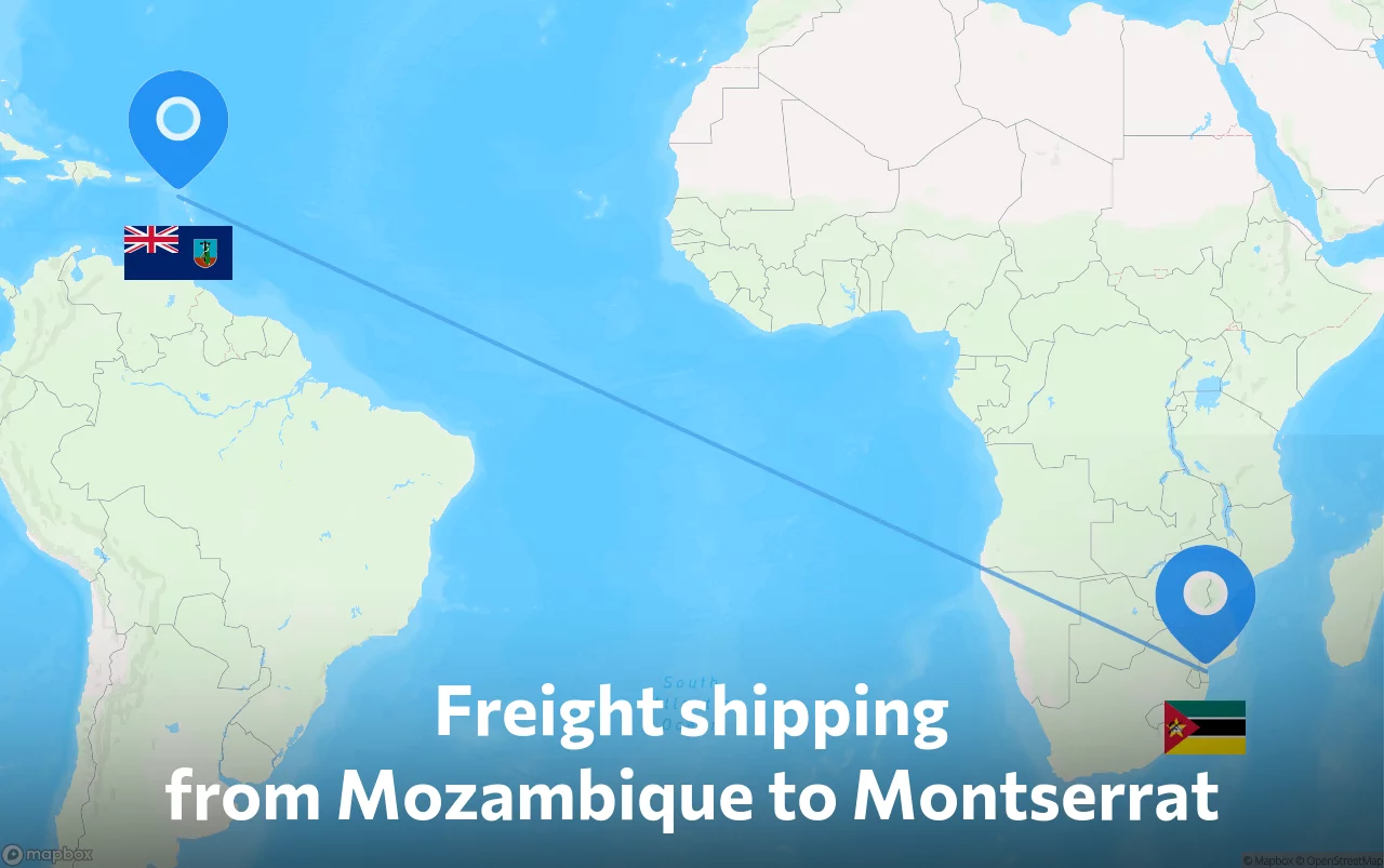 Shipping route from Mozambique to Montserrat