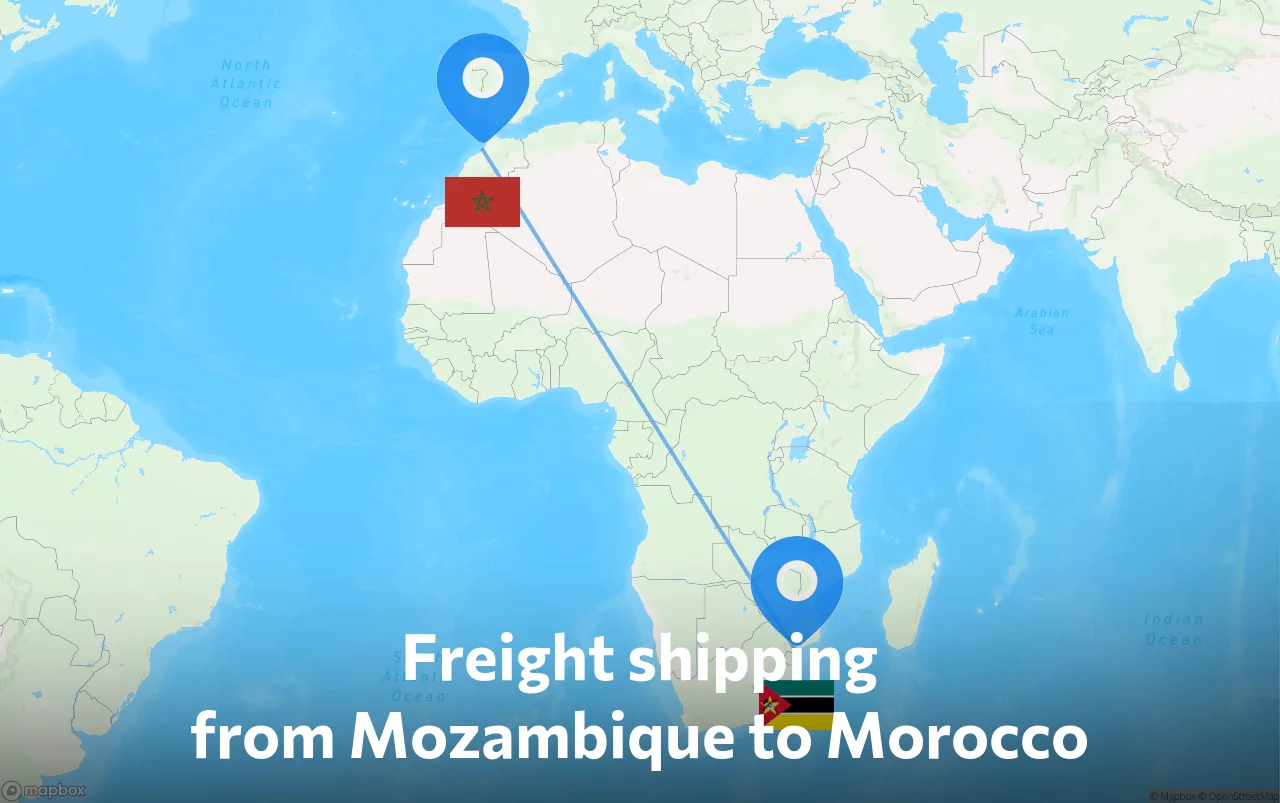Shipping route from Mozambique to Morocco