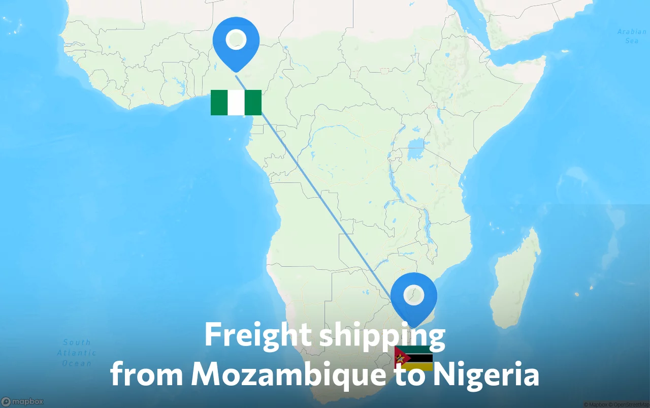 Shipping route from Mozambique to Nigeria