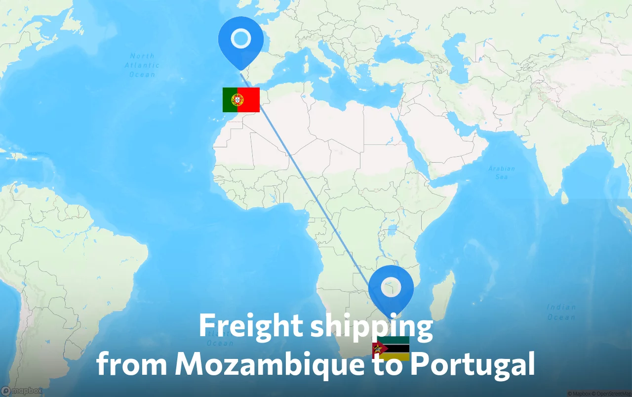 Shipping route from Mozambique to Portugal