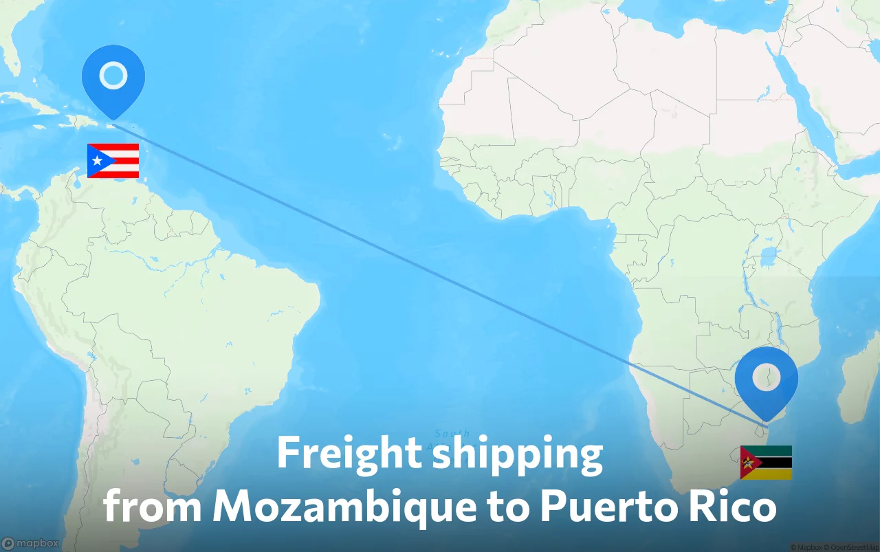 Shipping route from Mozambique to Puerto Rico