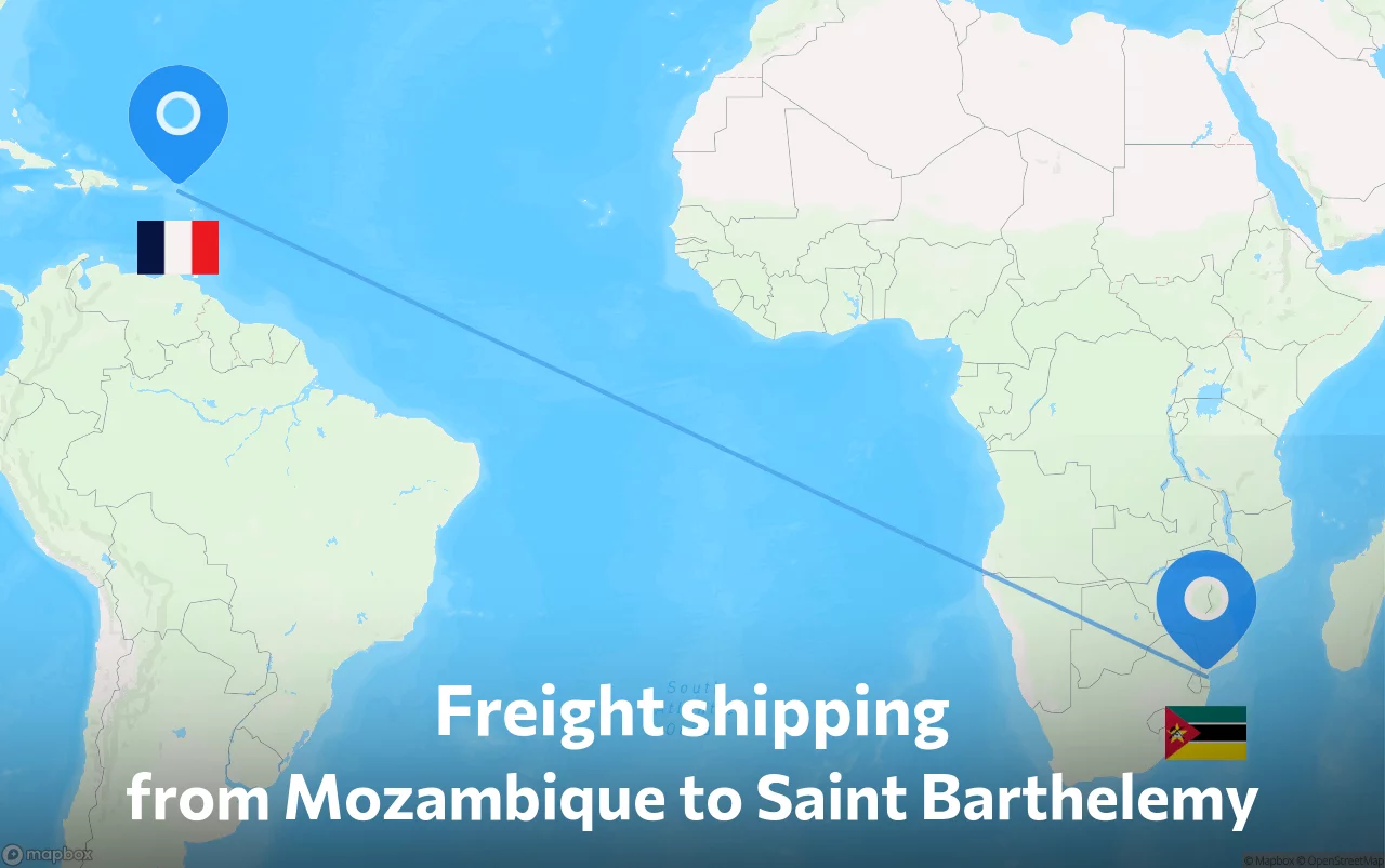 Shipping route from Mozambique to Saint Barthelemy