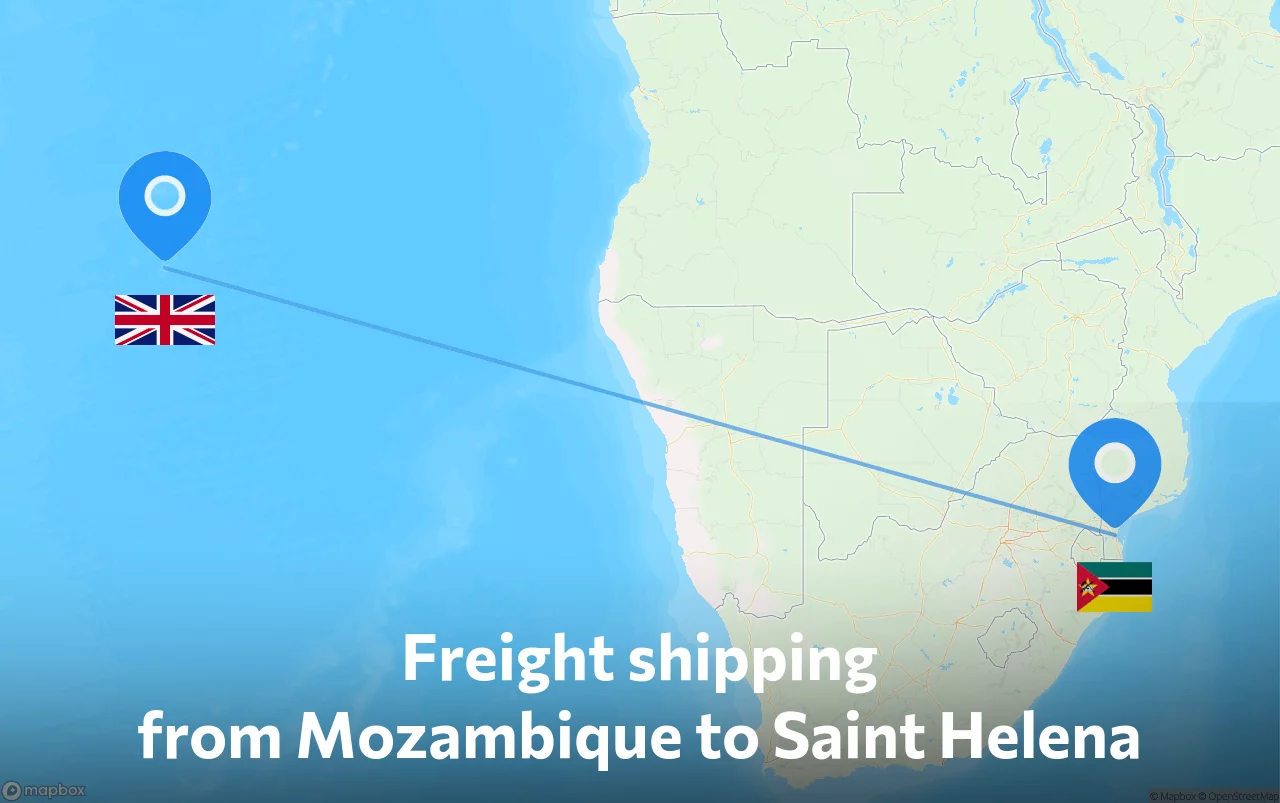 Shipping route from Mozambique to Saint Helena