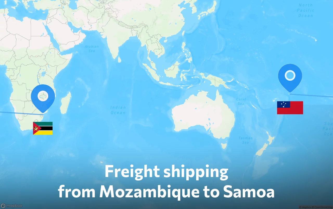 Shipping route from Mozambique to Samoa