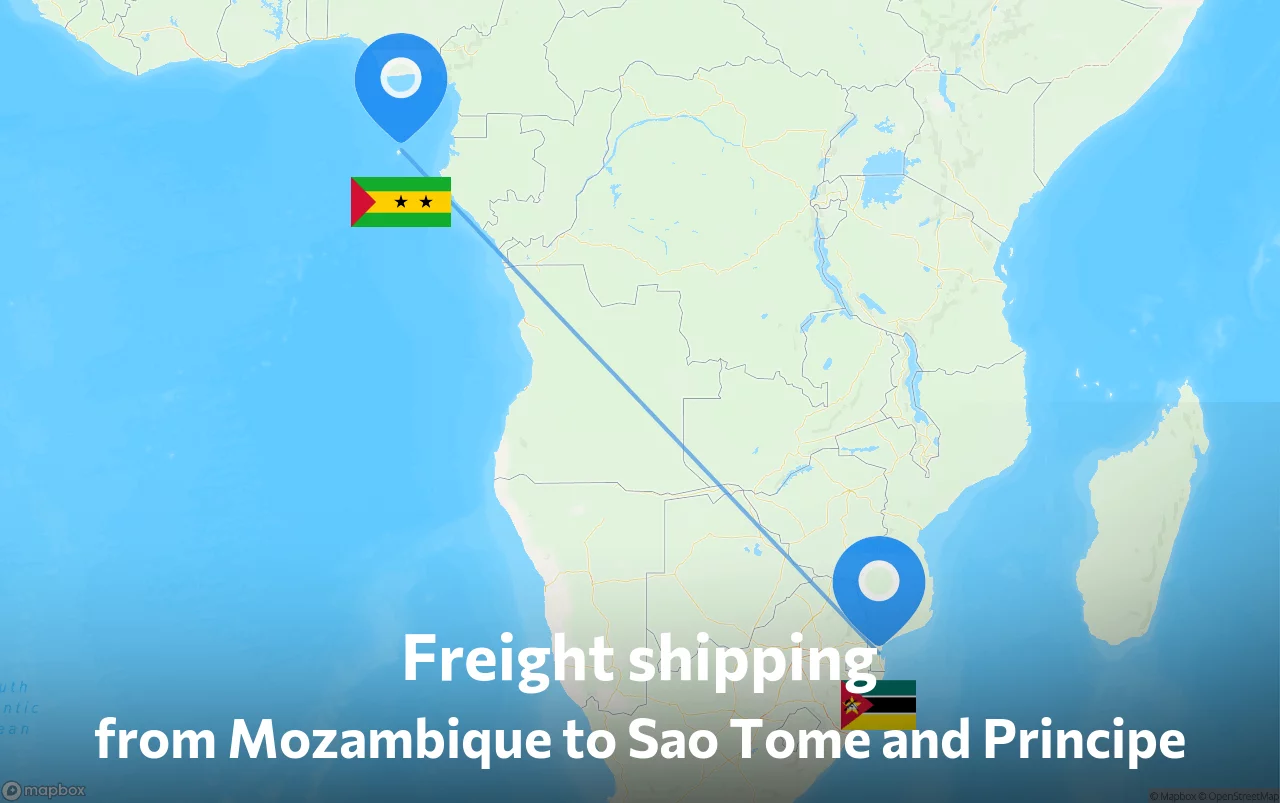 Shipping route from Mozambique to Sao Tome and Principe
