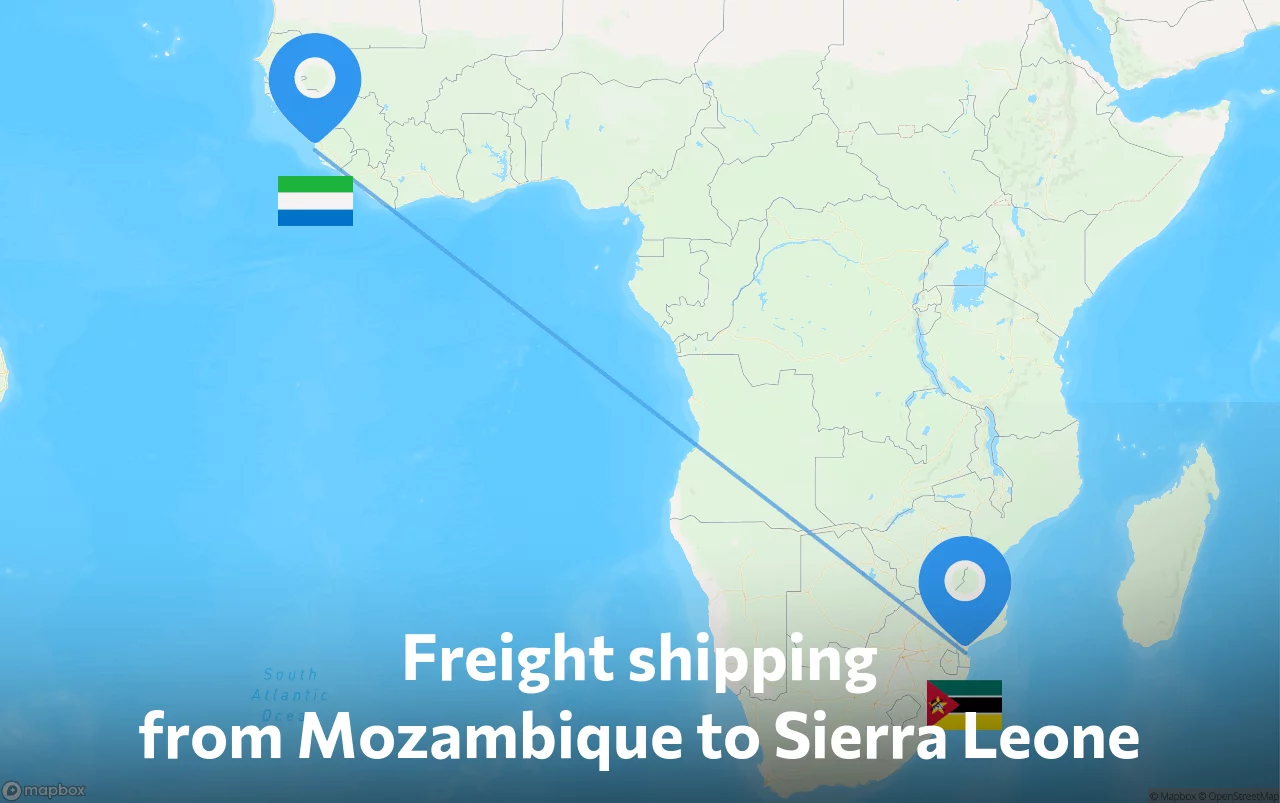 Shipping route from Mozambique to Sierra Leone