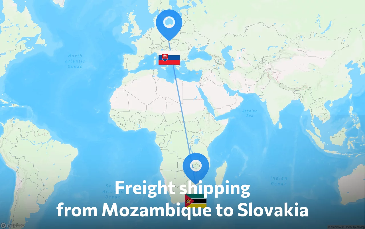 Shipping route from Mozambique to Slovakia