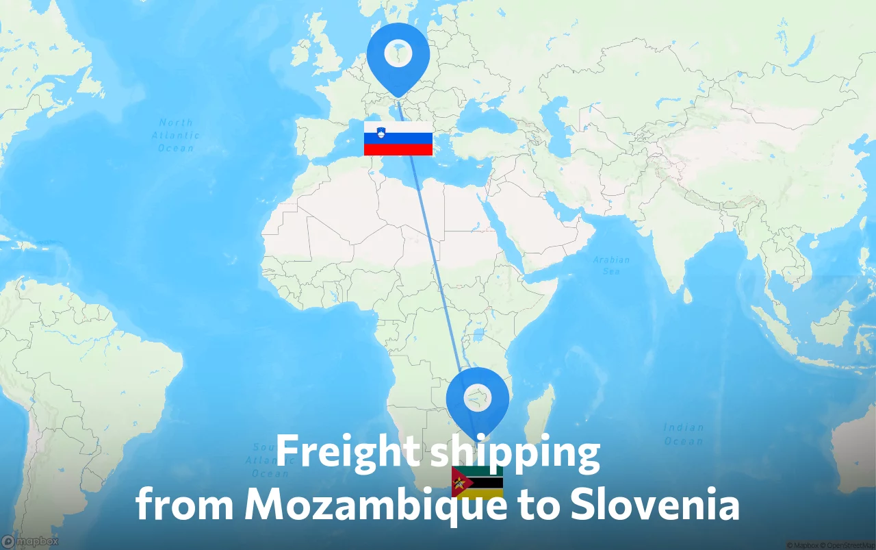 Shipping route from Mozambique to Slovenia
