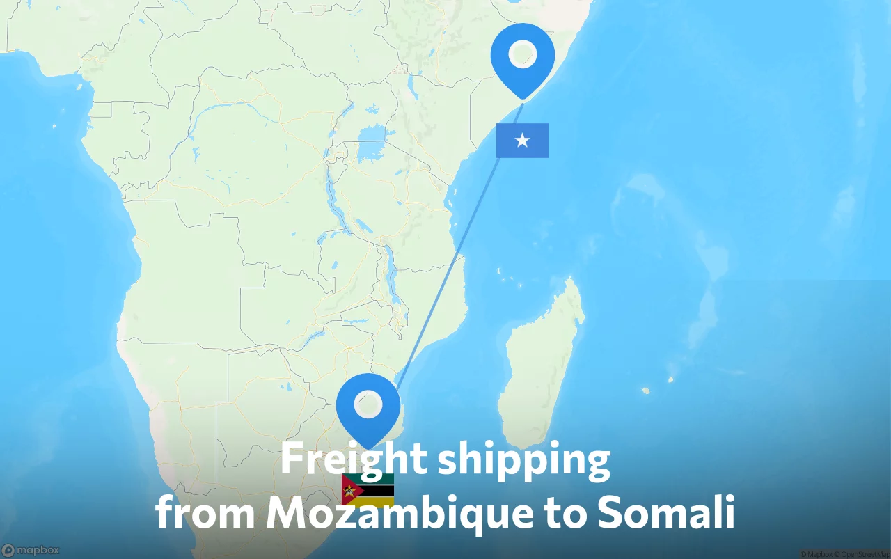 Shipping route from Mozambique to Somali