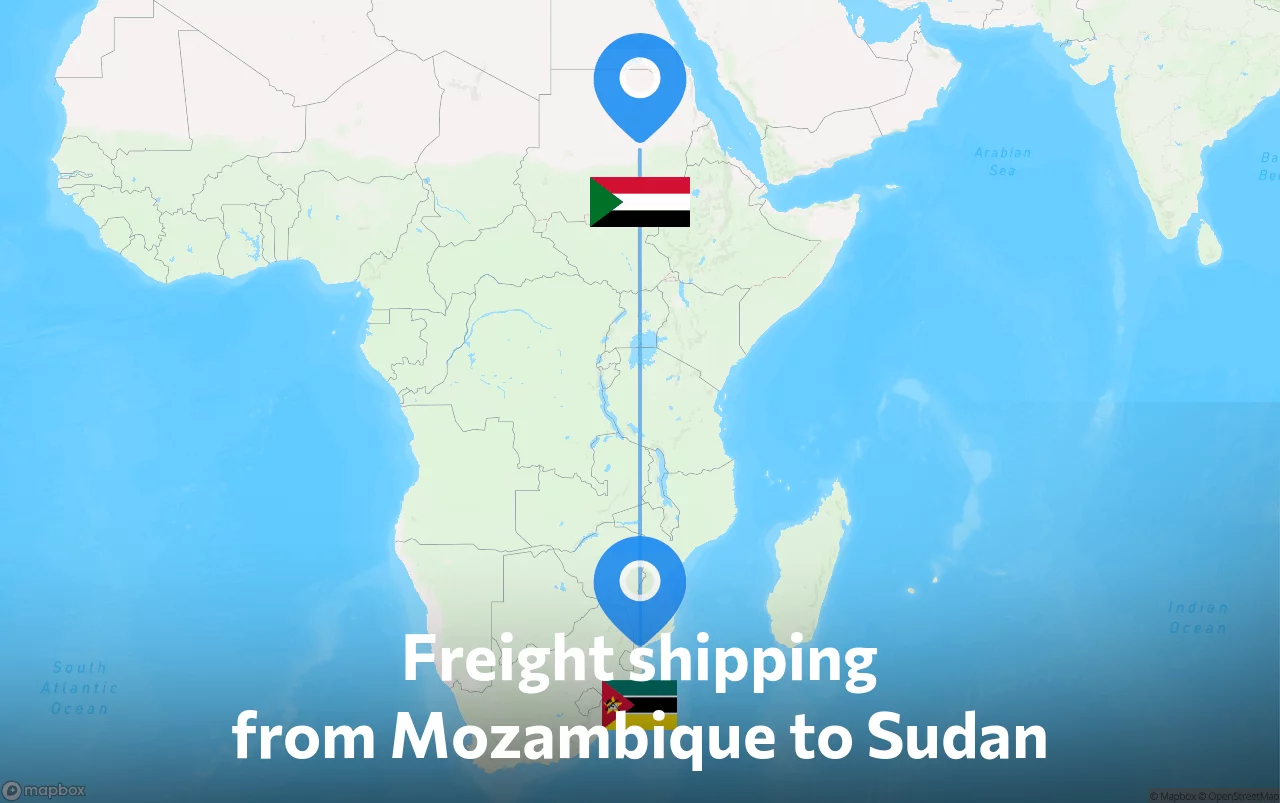 Shipping route from Mozambique to Sudan
