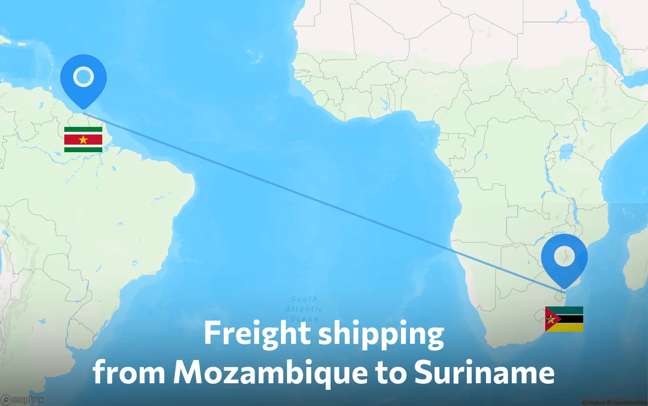 Shipping route from Mozambique to Suriname