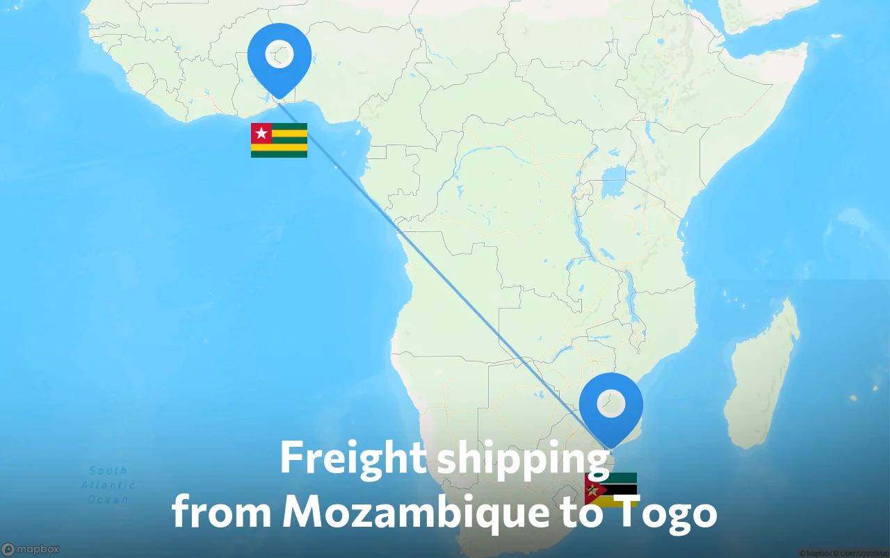 Shipping route from Mozambique to Togo