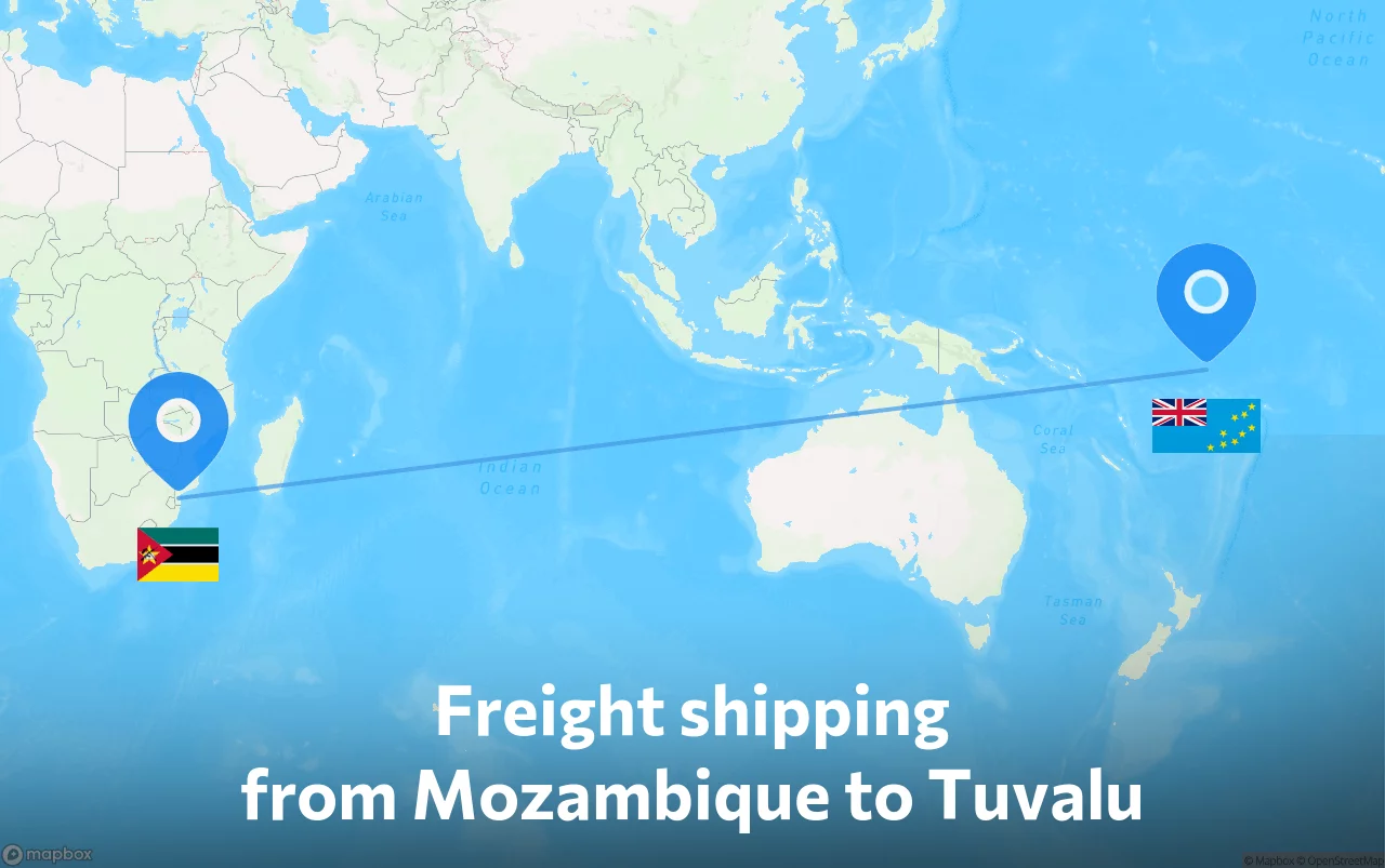 Shipping route from Mozambique to Tuvalu