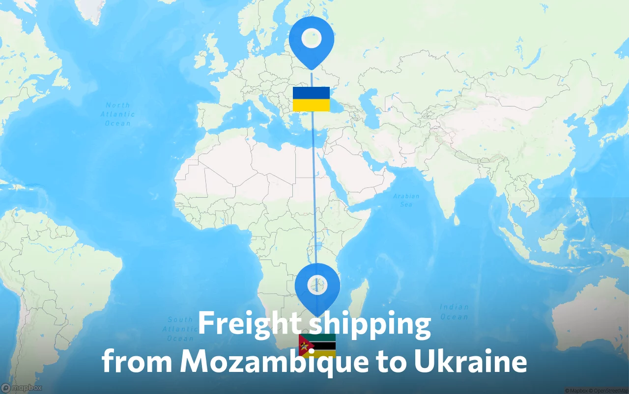 Shipping route from Mozambique to Ukraine