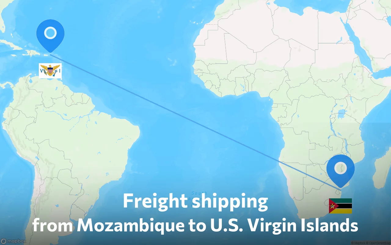Shipping route from Mozambique to U.S. Virgin Islands