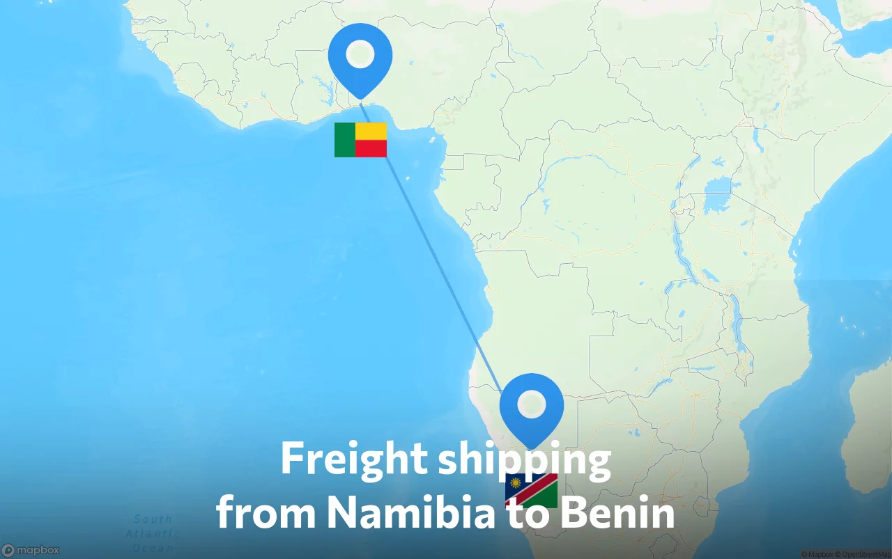 Shipping route from Namibia to Benin