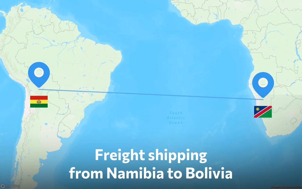 Shipping route from Namibia to Bolivia