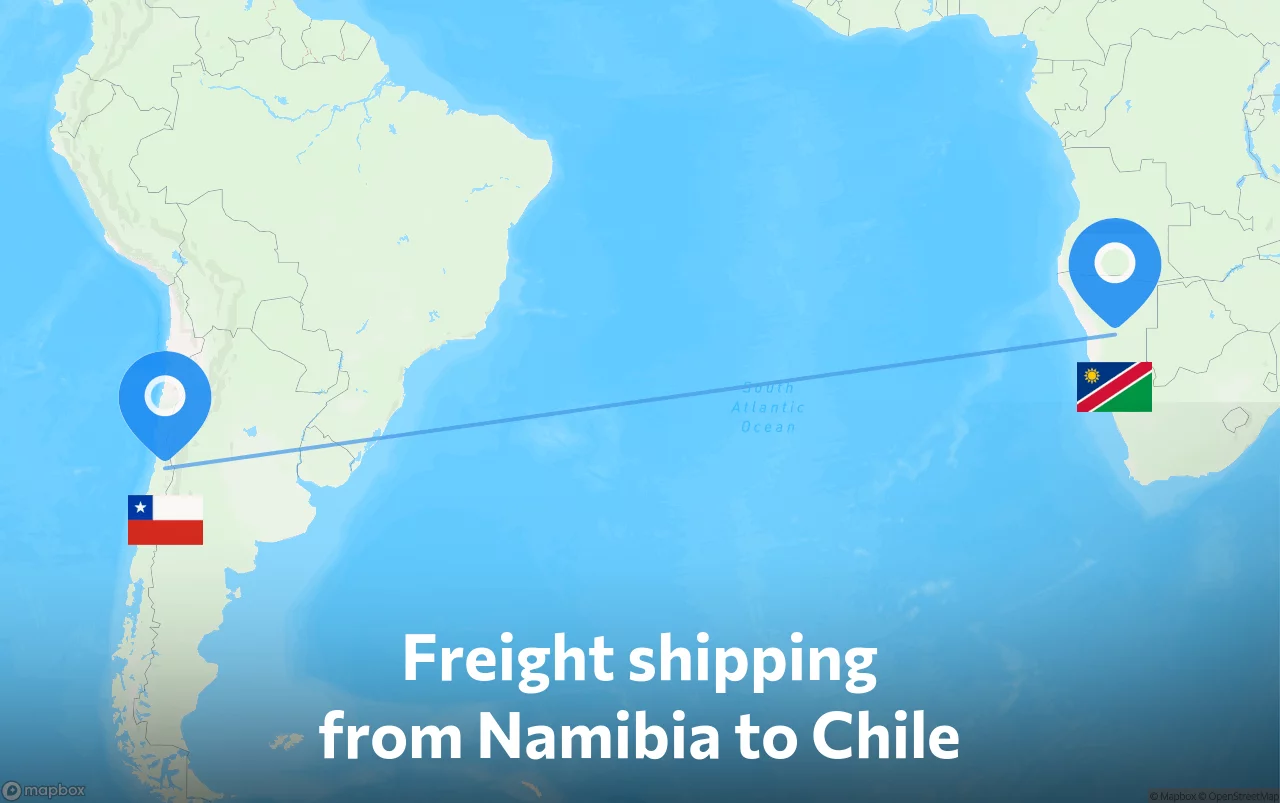 Shipping route from Namibia to Chile
