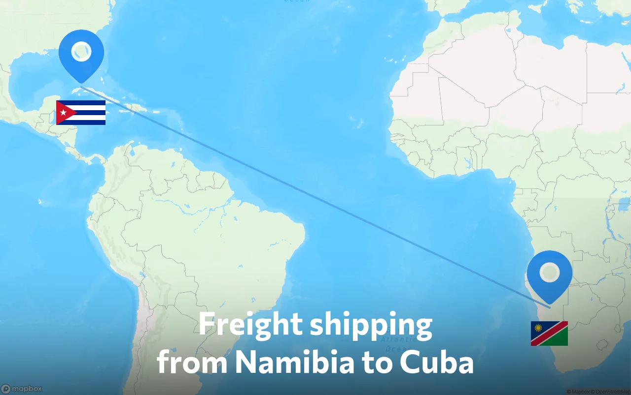 Shipping route from Namibia to Cuba