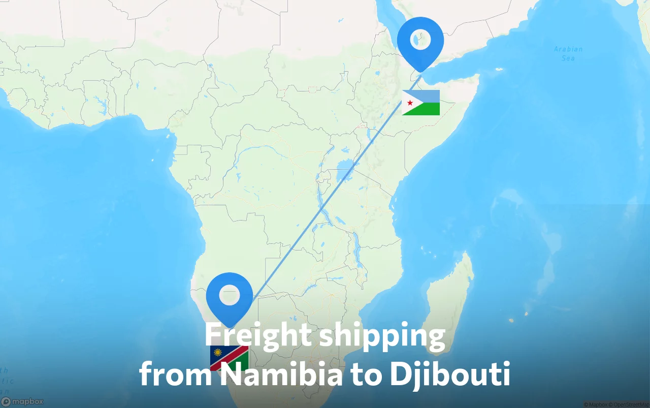Shipping route from Namibia to Djibouti
