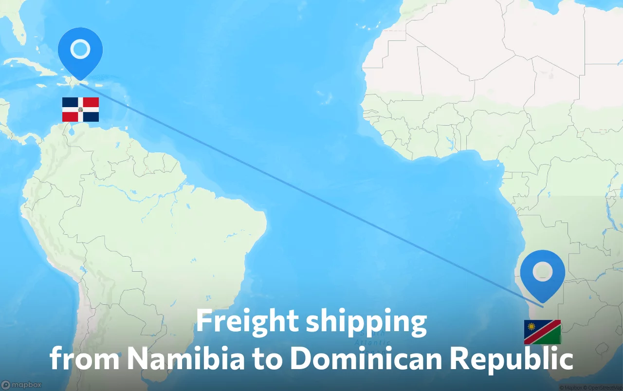Shipping route from Namibia to Dominican Republic
