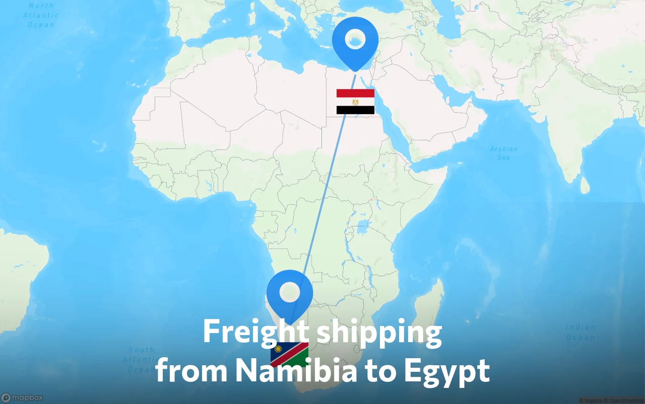 Shipping route from Namibia to Egypt