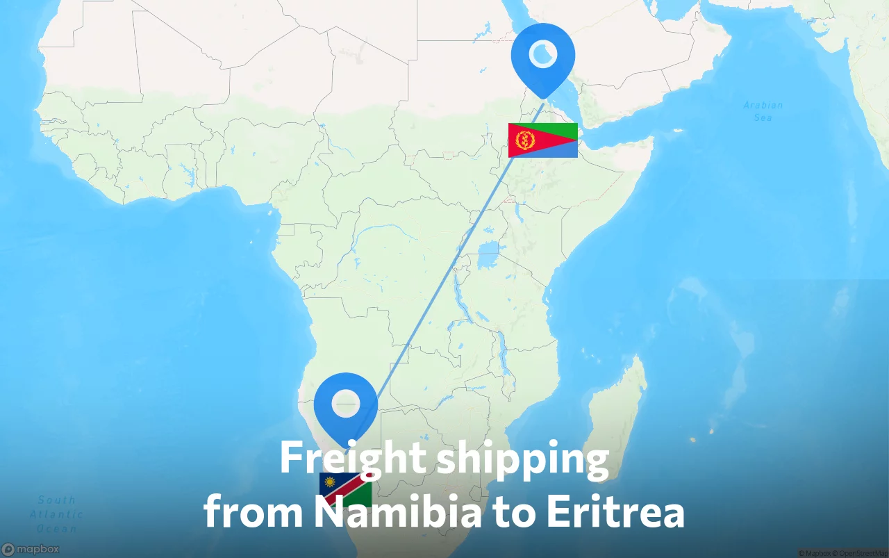 Shipping route from Namibia to Eritrea