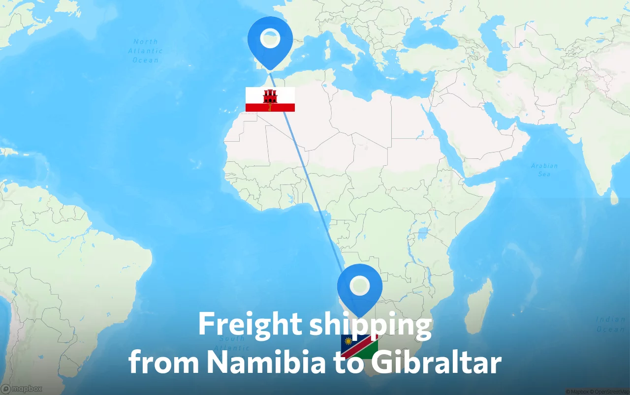 Shipping route from Namibia to Gibraltar