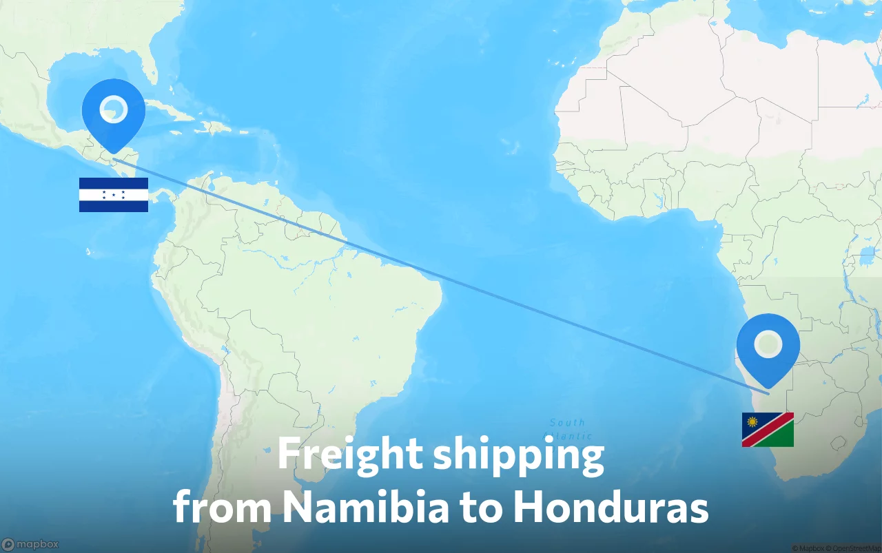Shipping route from Namibia to Honduras