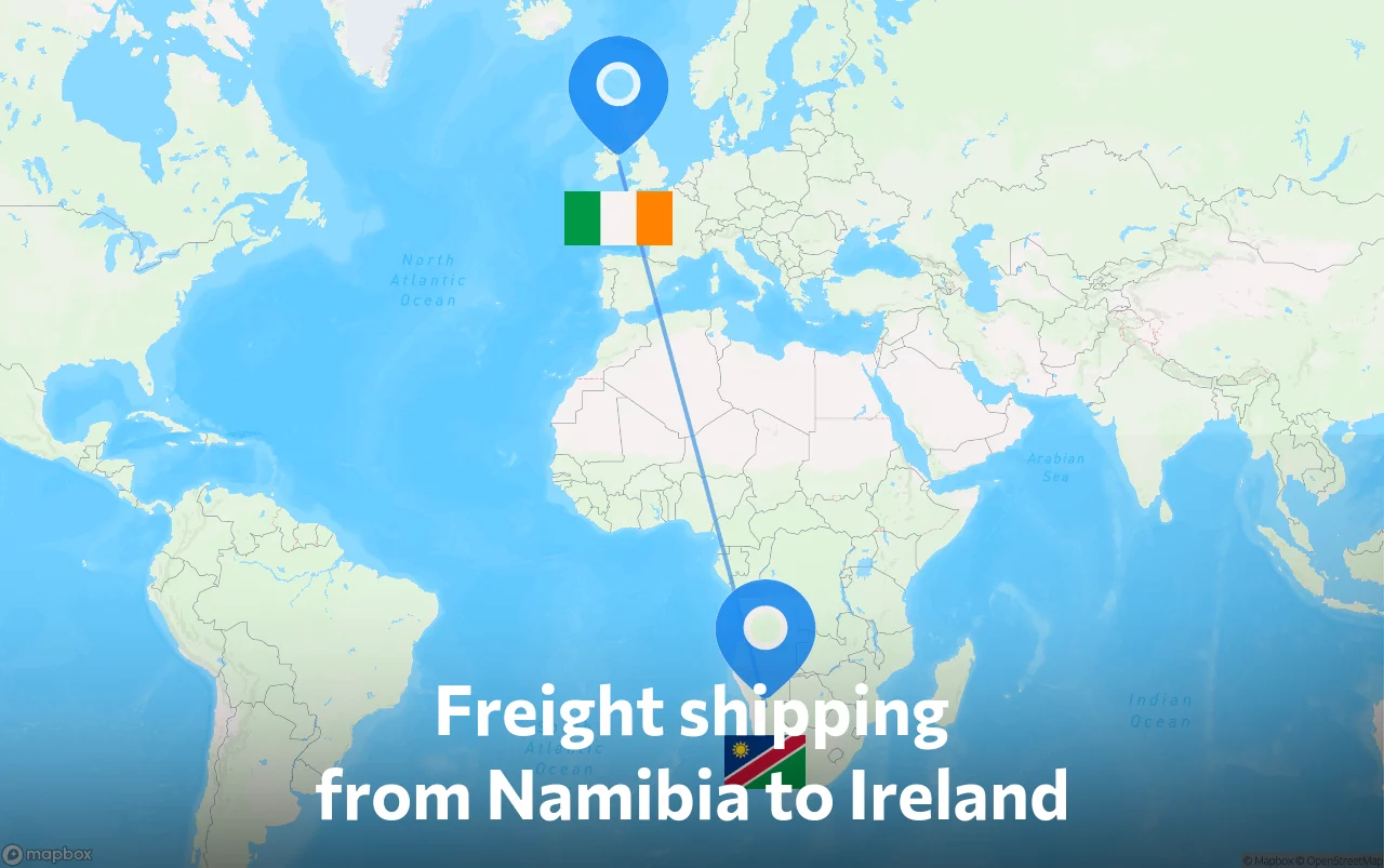 Shipping route from Namibia to Ireland